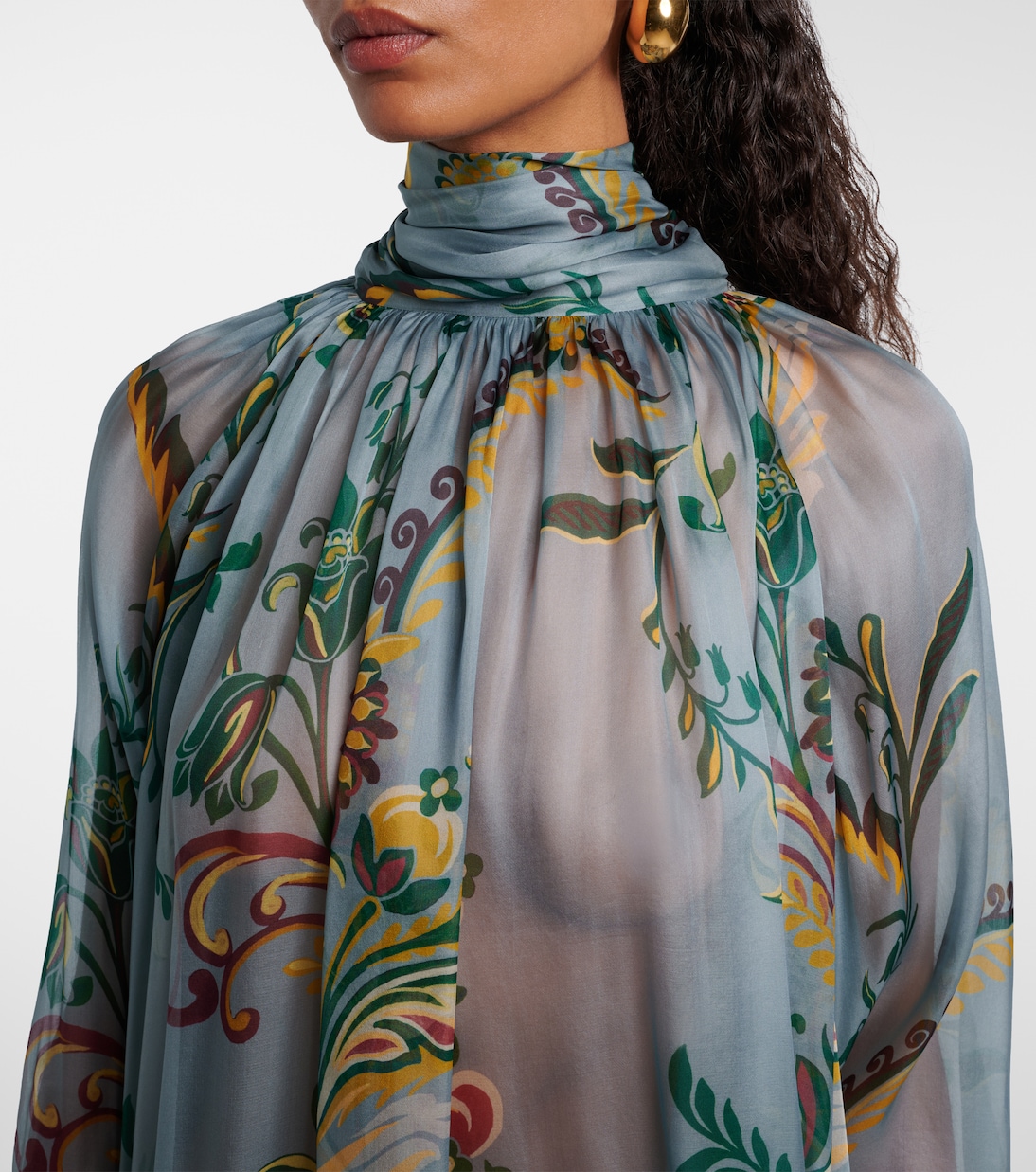 Printed ruched silk top | Etro