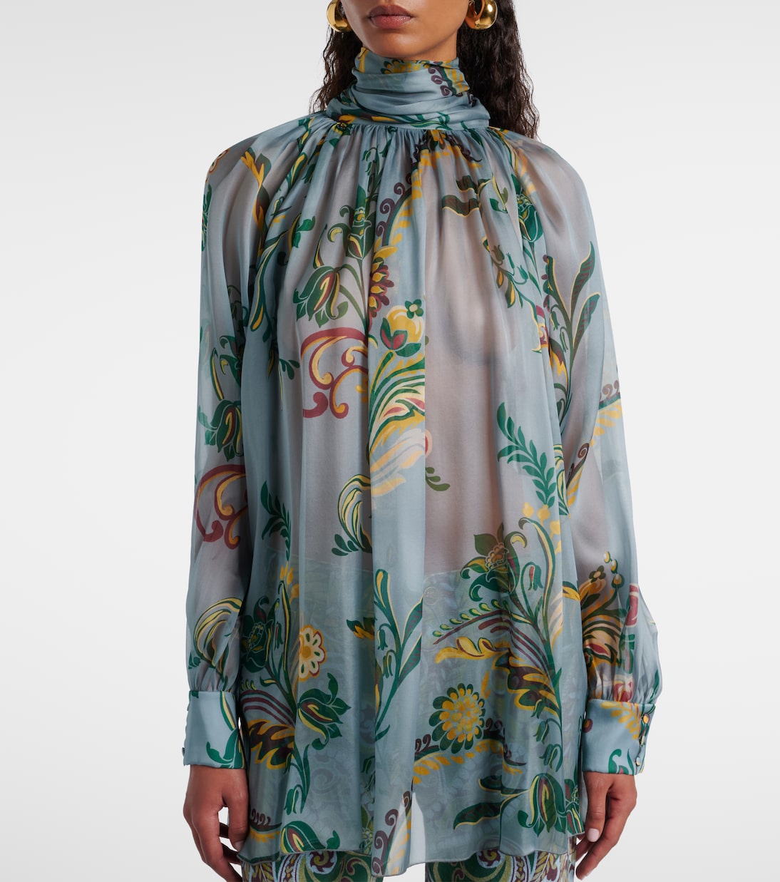 Printed ruched silk top | Etro