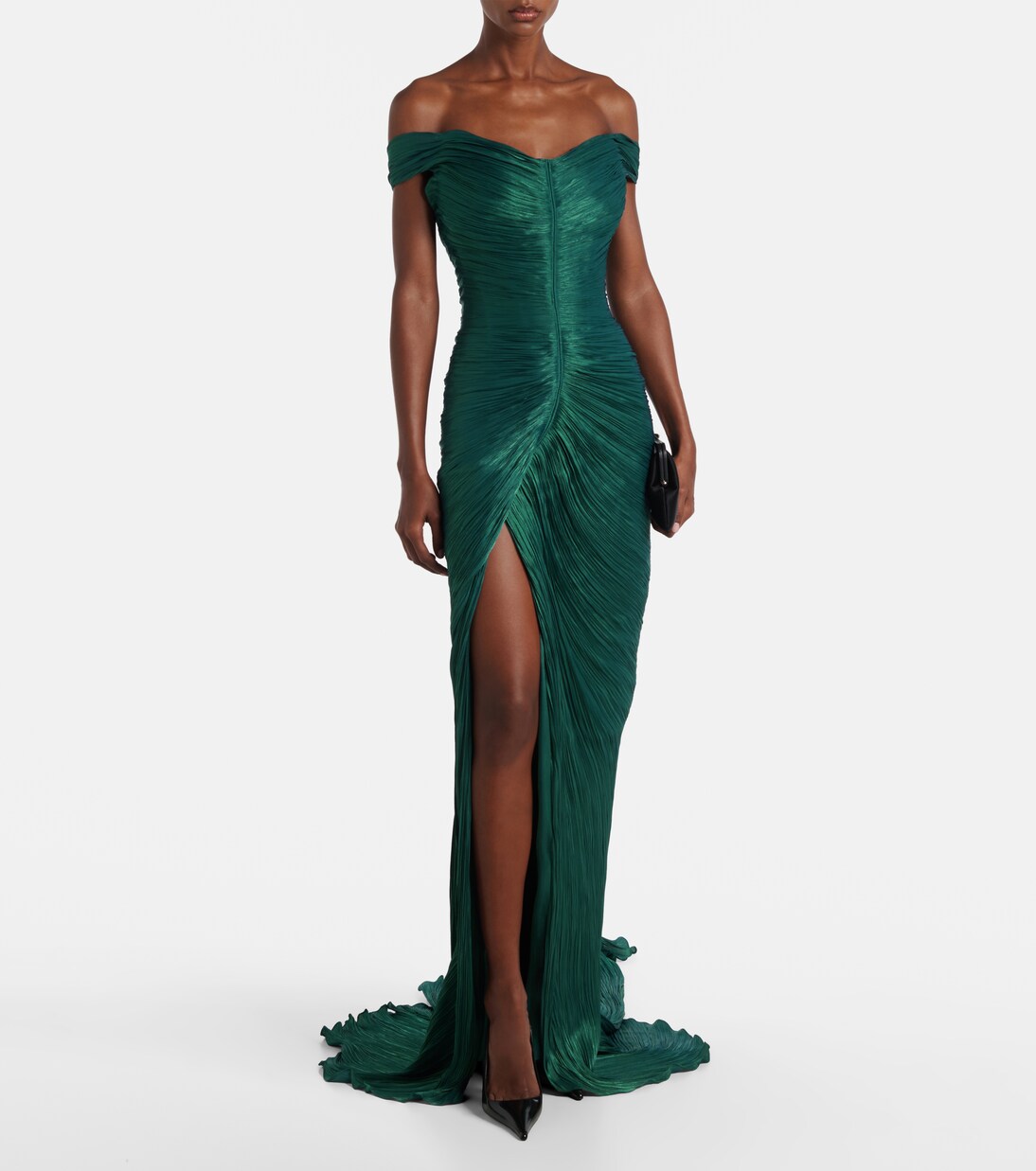 Ruched off-shoulder bustier gown  | Marmar Halim