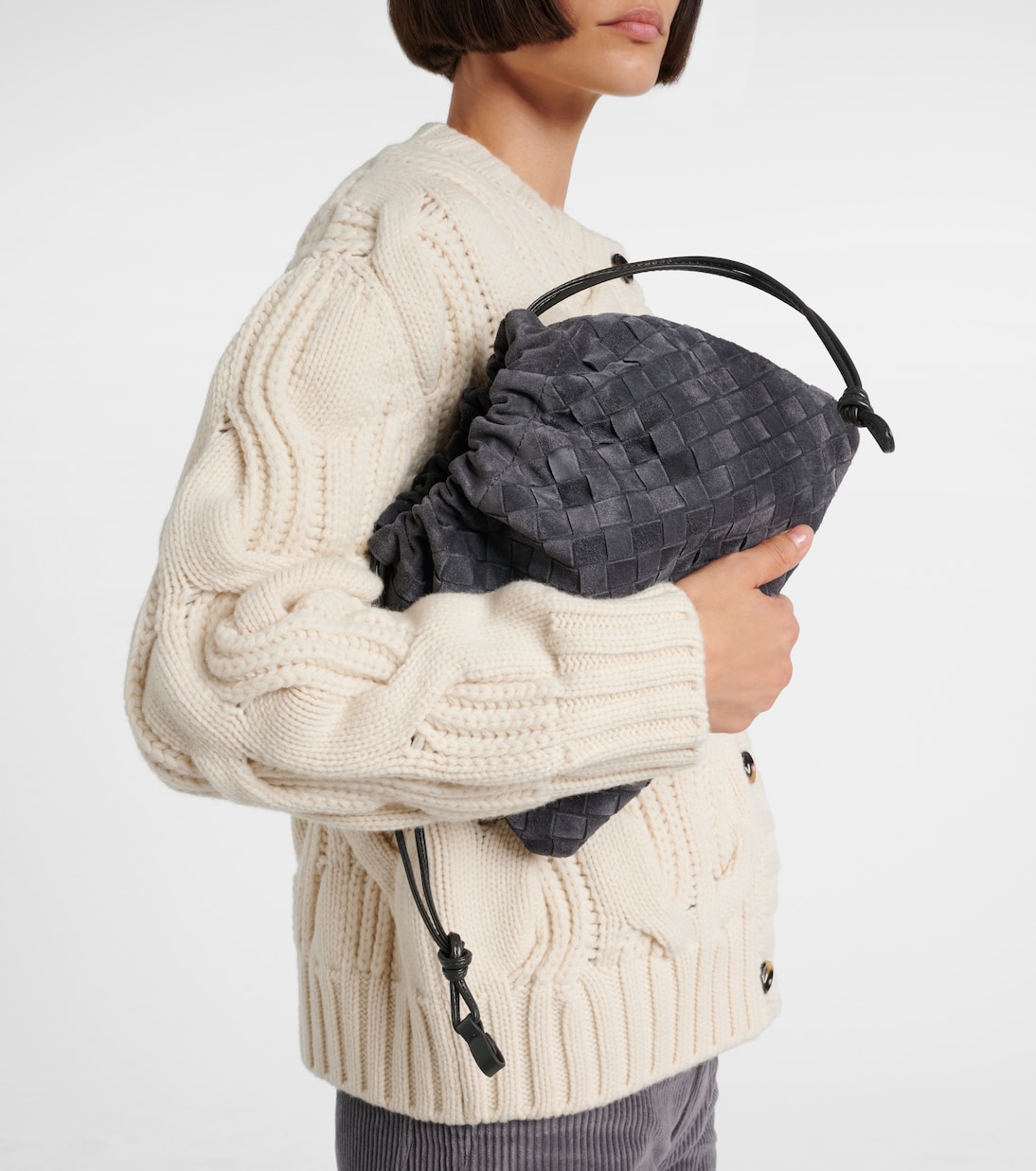 Pochette Dustbag Small Intrecciato en daim | Bottega Veneta