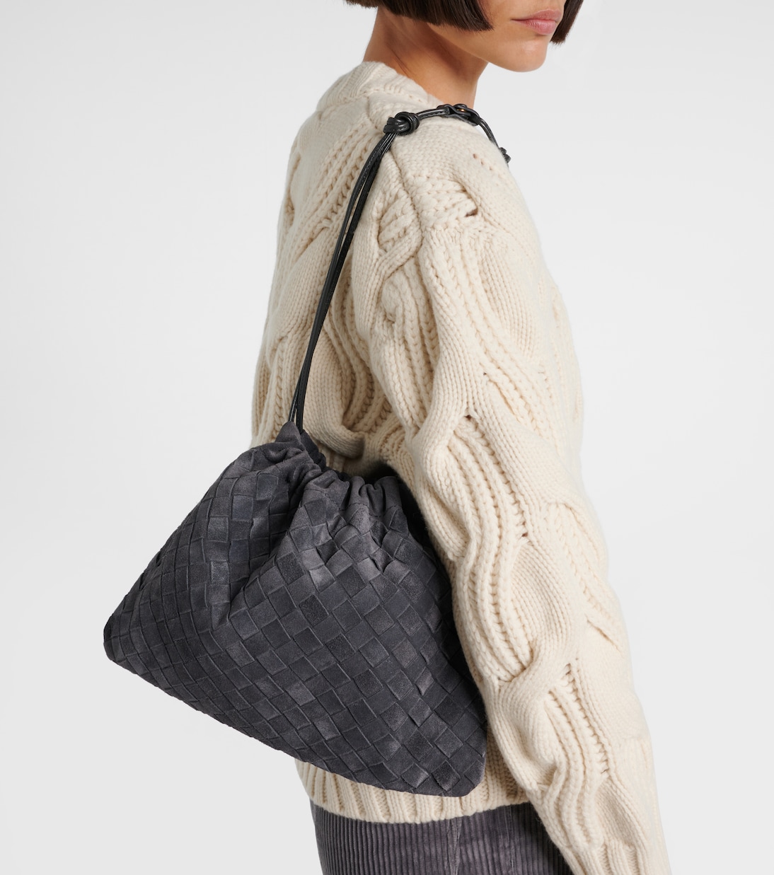 Pochette Dustbag Small Intrecciato en daim | Bottega Veneta
