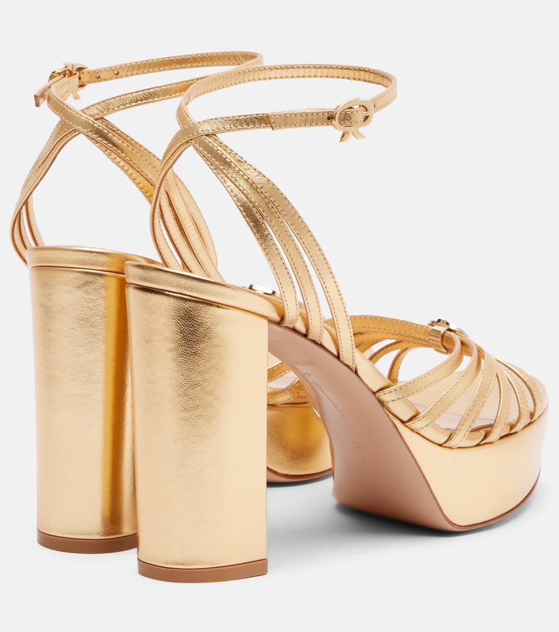 Rita 70 metallic leather platform sandals | Gianvito Rossi