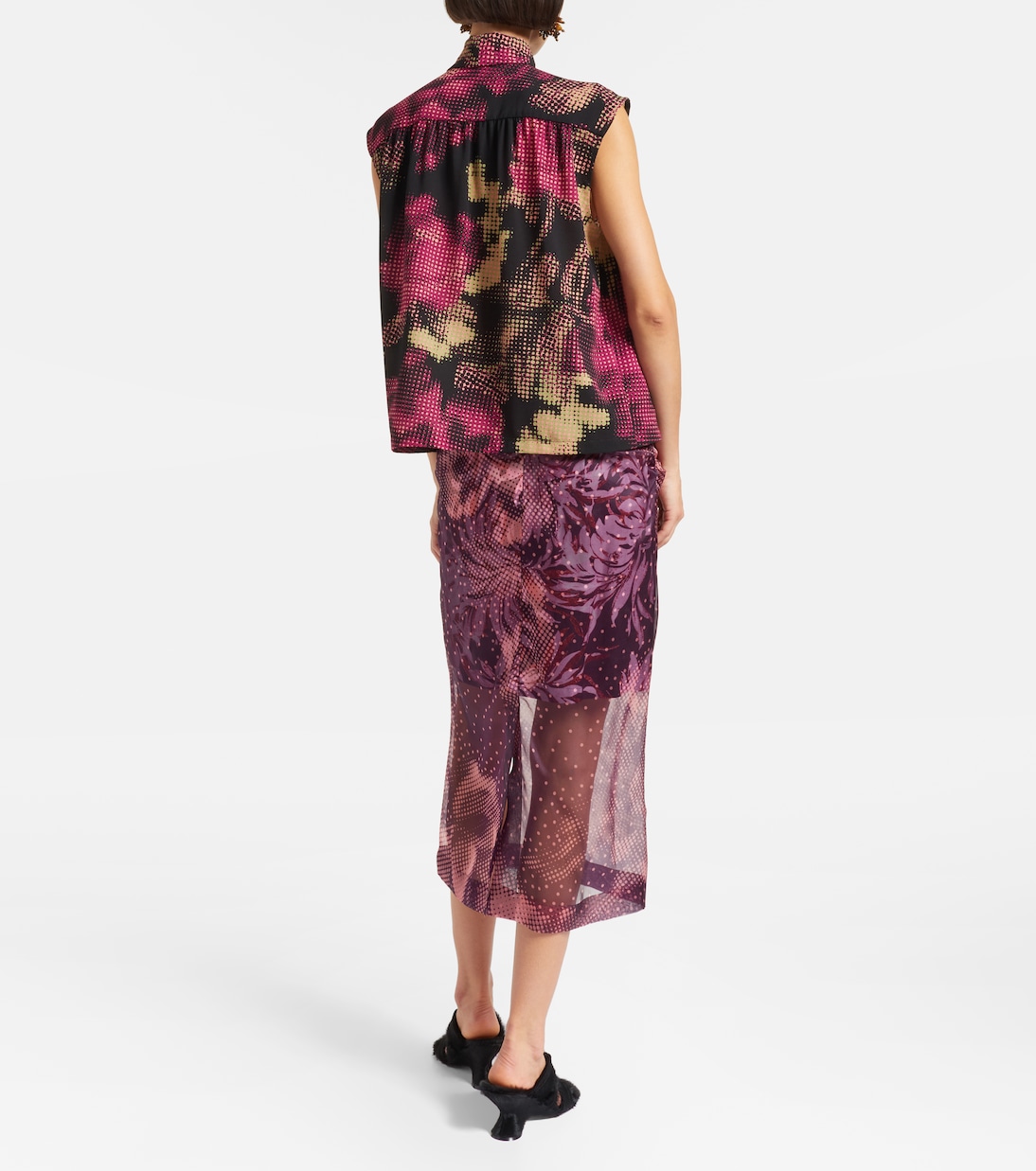 Printed tie-neck top | Dries Van Noten