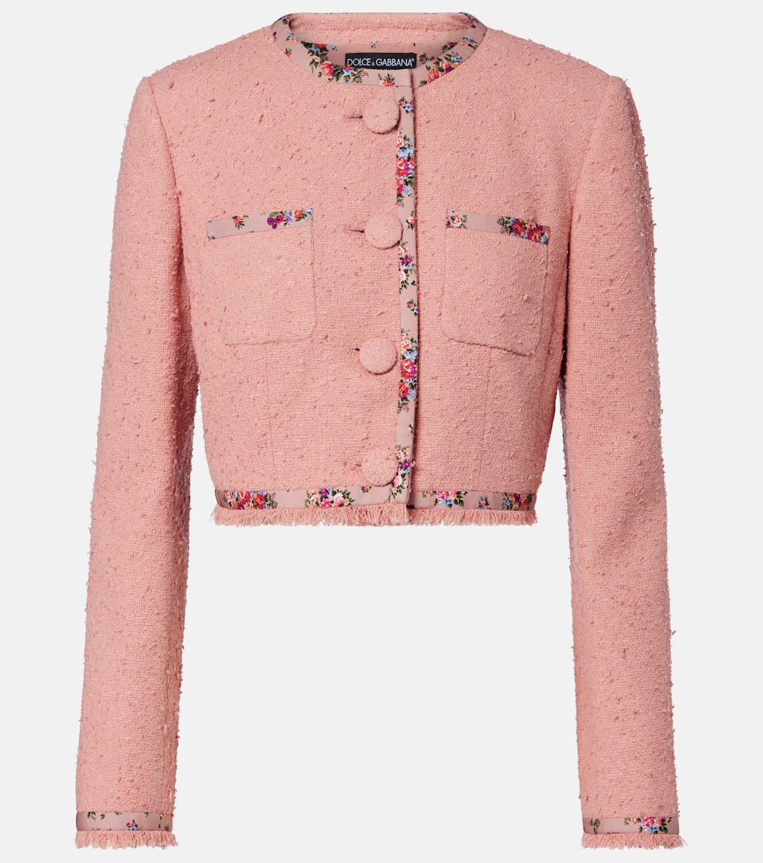 Veste raccourcie en tweed mélangé à fleurs | Dolce&Gabbana