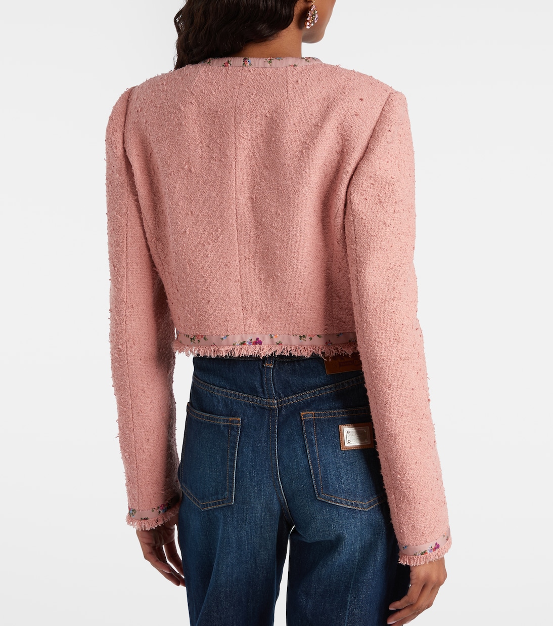 Veste raccourcie en tweed mélangé à fleurs | Dolce&Gabbana