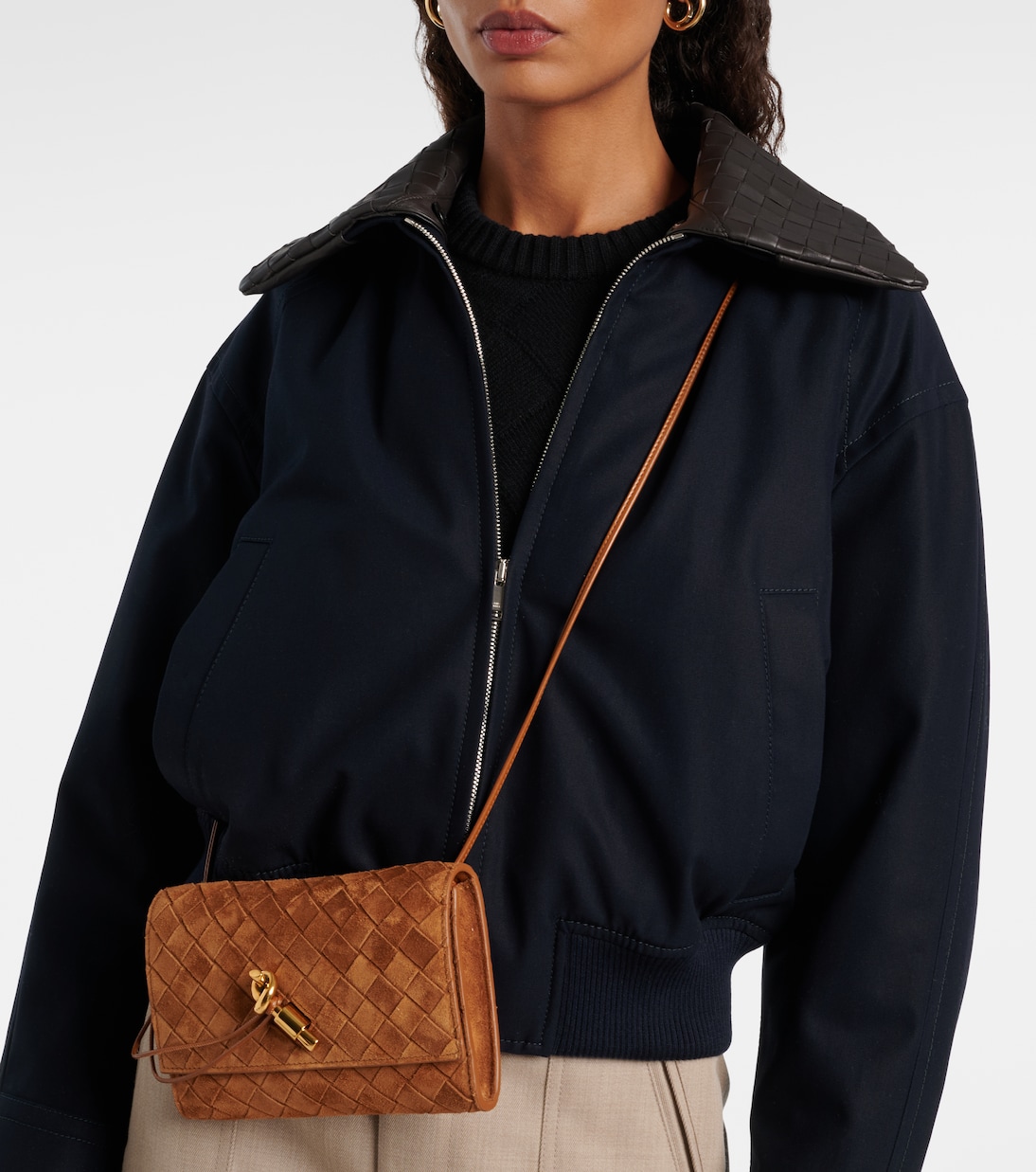 Bolso cruzado Andiamo Mini de ante Intrecciato | Bottega Veneta