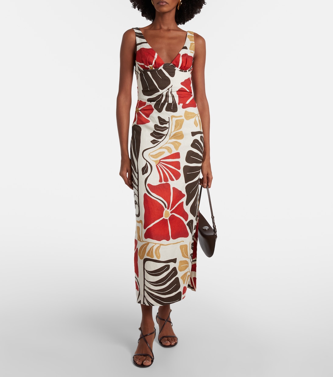 Robe midi Julietta en lin à fleurs | SIR