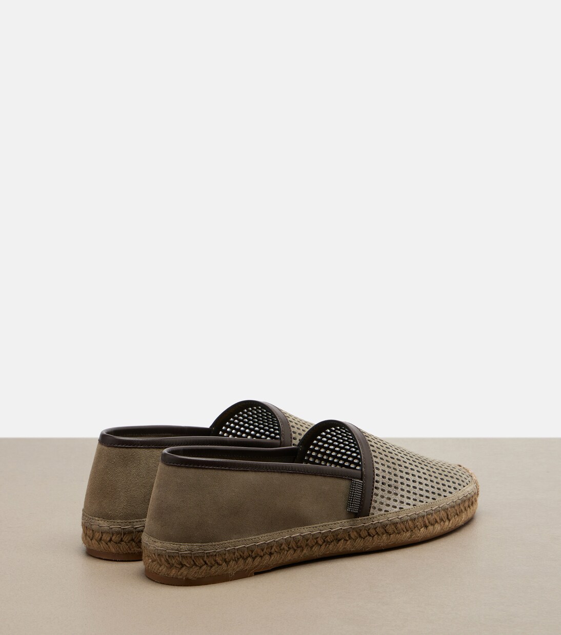 Perforated leather and suede espadrilles | Brunello Cucinelli