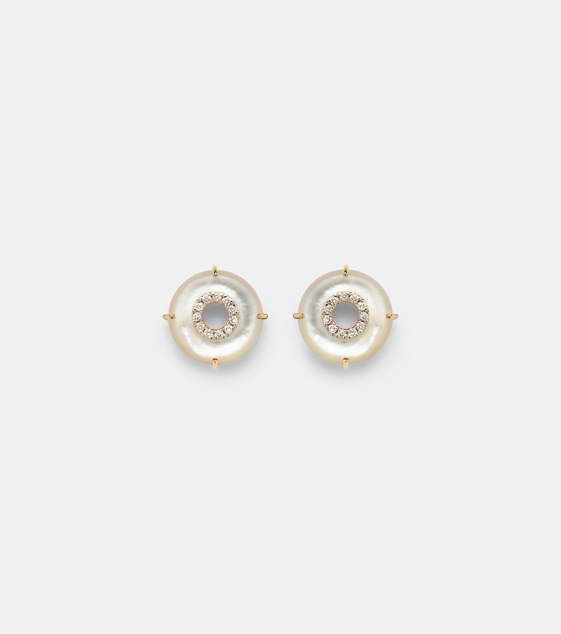 Boucles d’oreilles en or 14 ct (585/1000) avec diamants et perles | Mateo