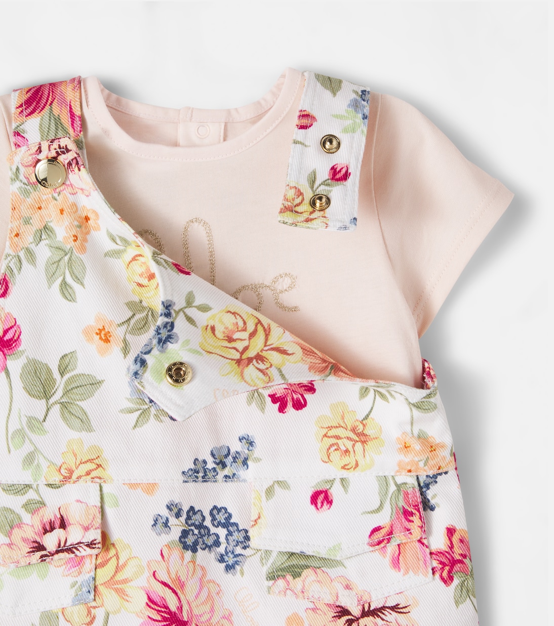 Baby logo floral cotton dress and T-shirt set | Chloé Kids