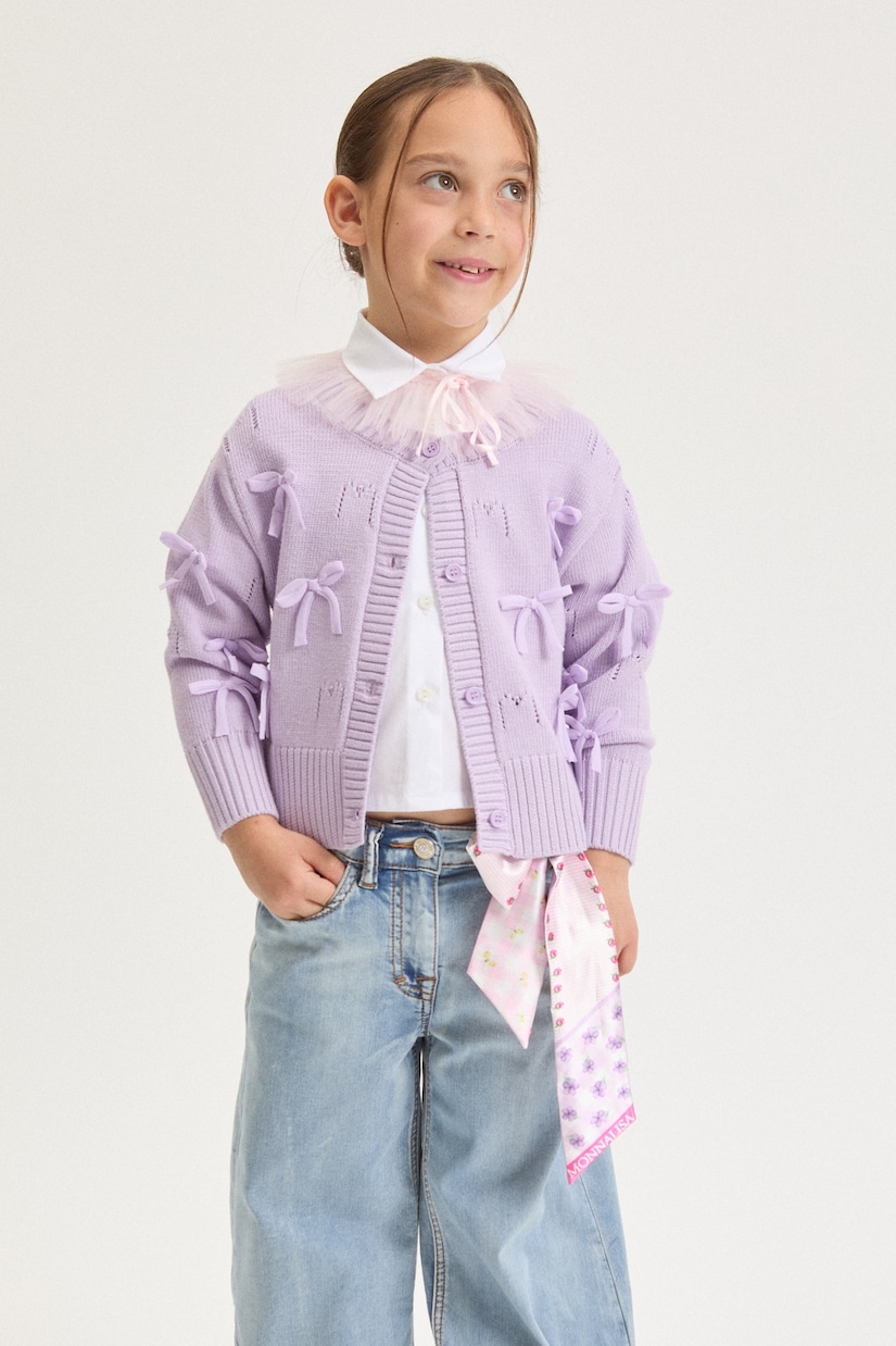 Bow-detail cardigan | Monnalisa