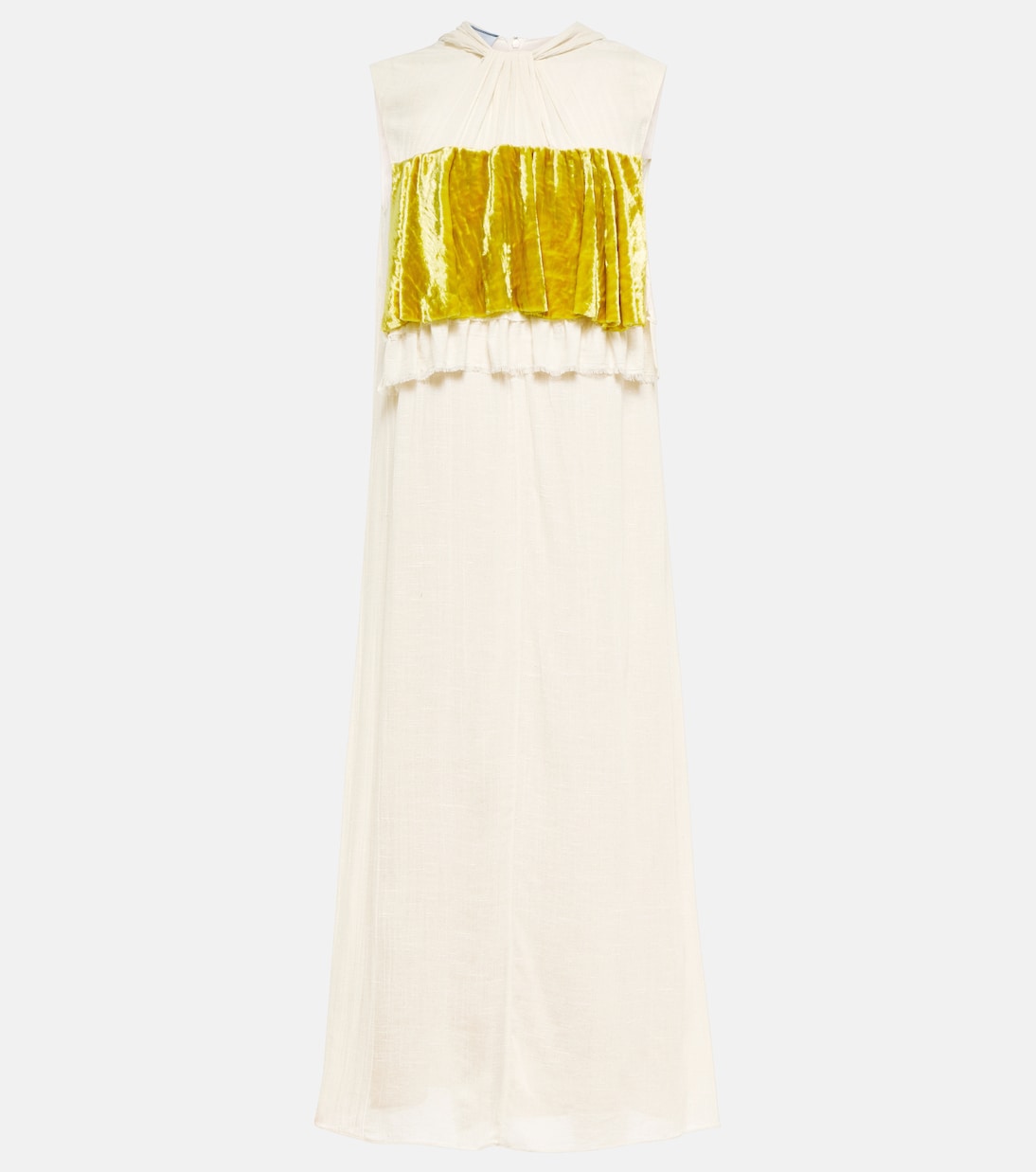 Vestido midi de terciopelo y sarga | Prada