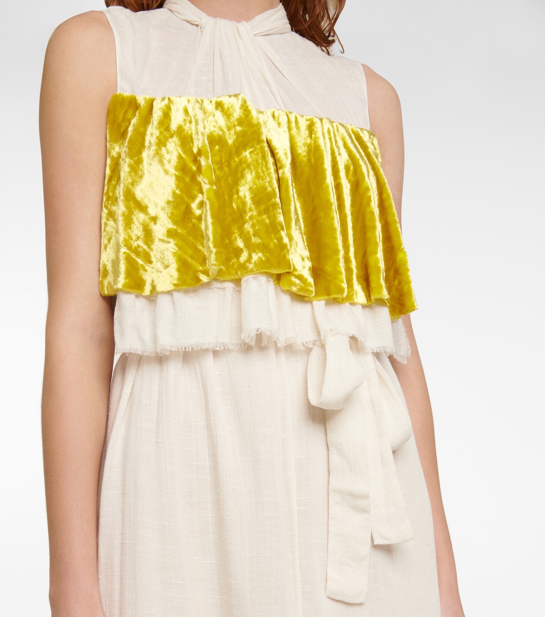 Vestido midi de terciopelo y sarga | Prada
