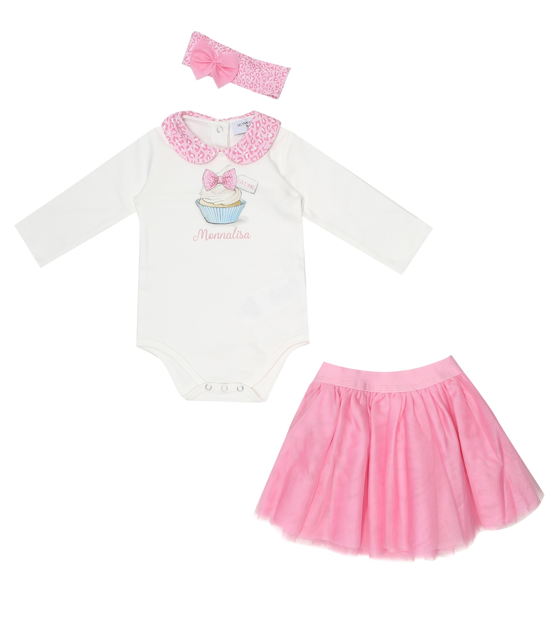 Bébé – Set body, jupe et bandeau en coton | Monnalisa