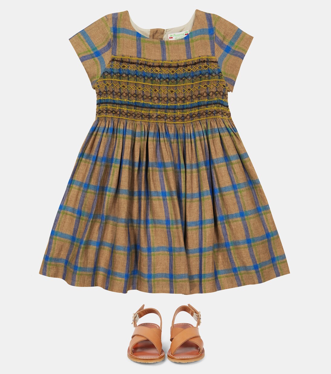 Duchesse checked linen dress | Bonpoint