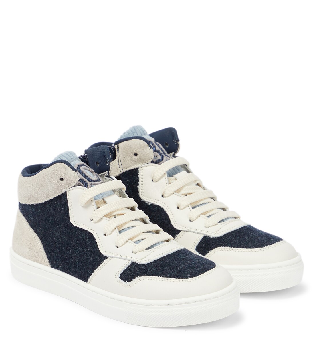 Leather-trimmed sneakers | Brunello Cucinelli Kids