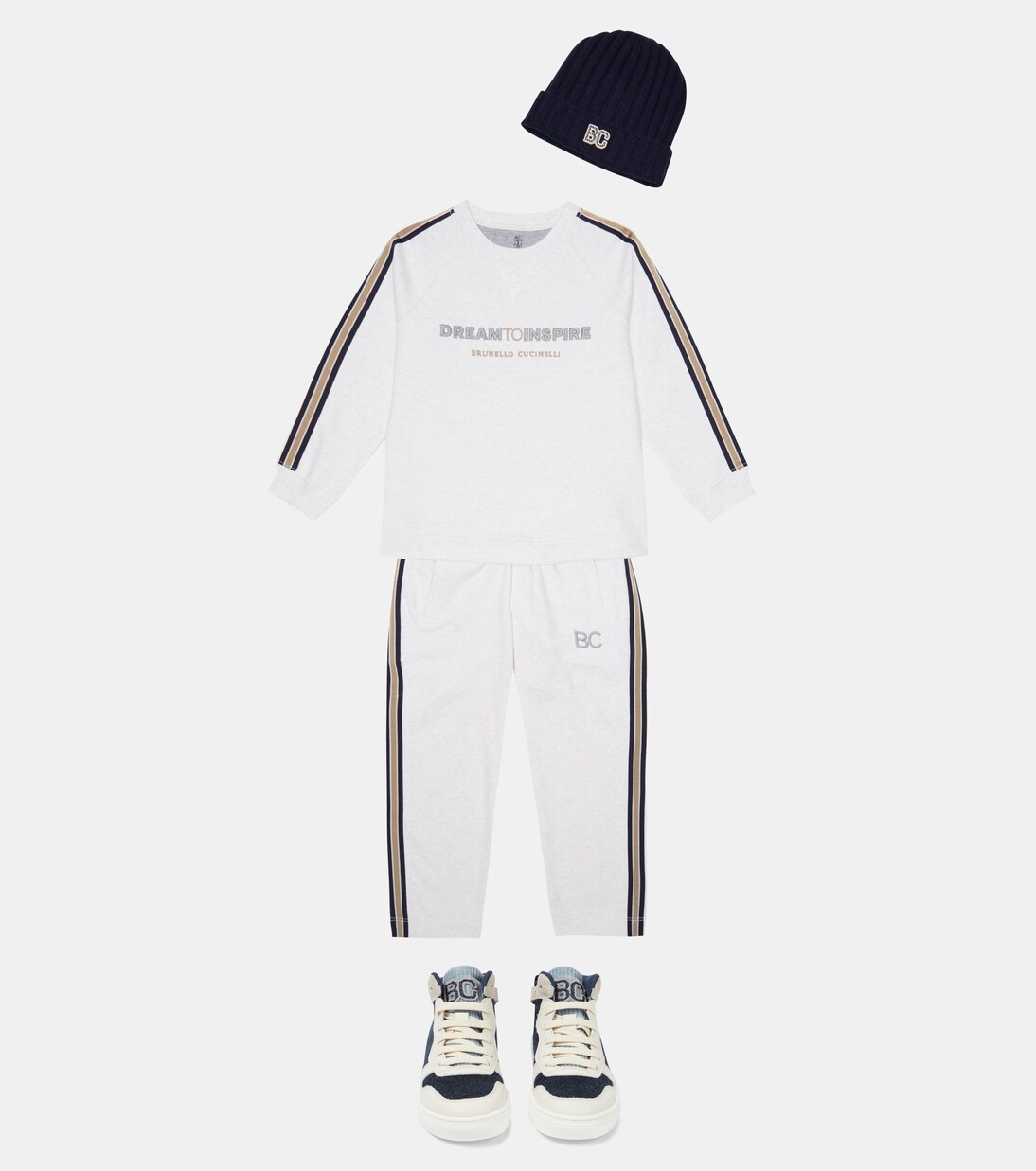 Leather-trimmed sneakers | Brunello Cucinelli Kids