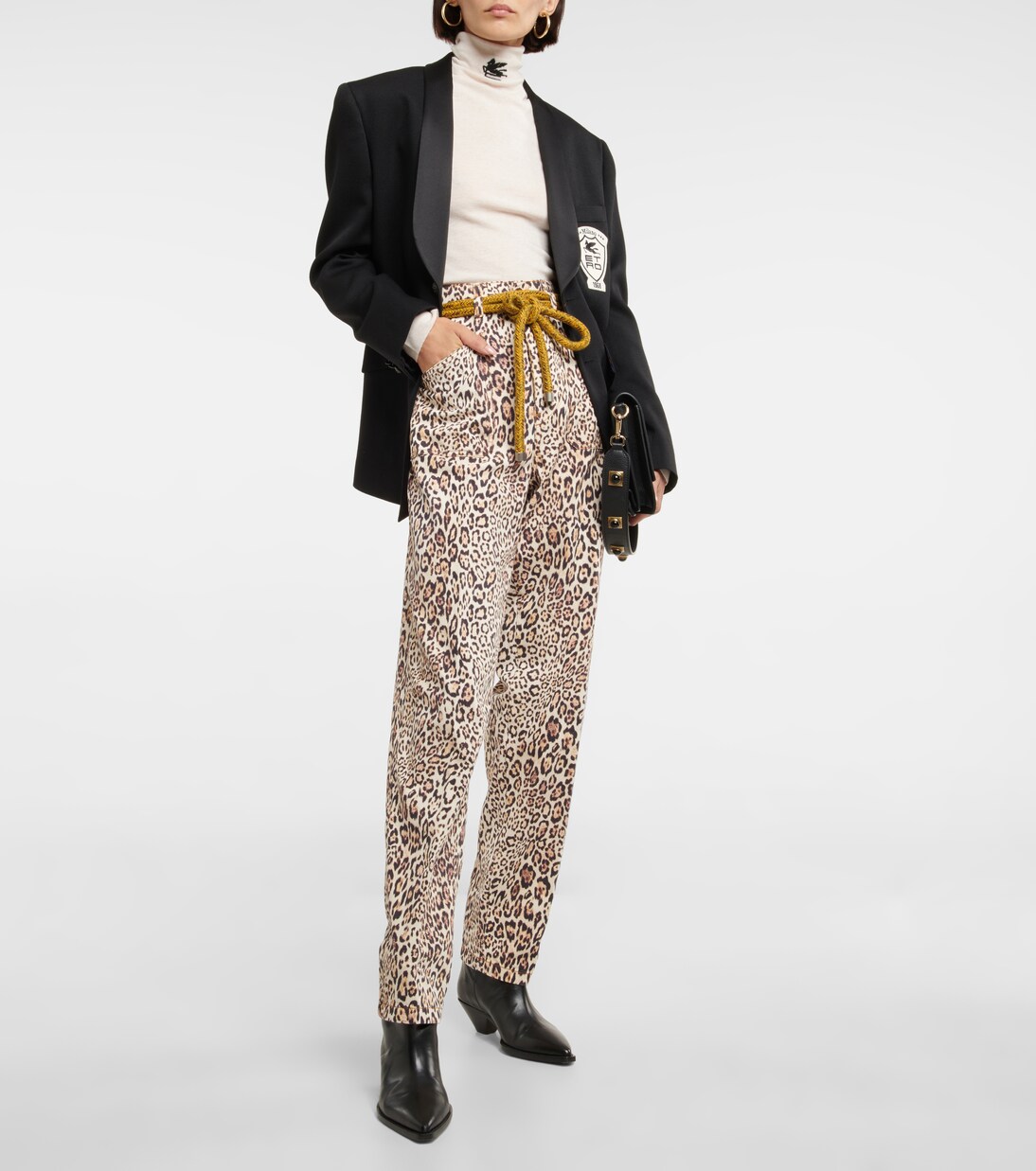 Jeans con stampa leopardata e cintura | Etro