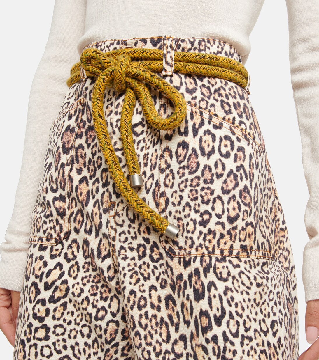 Jeans con stampa leopardata e cintura | Etro