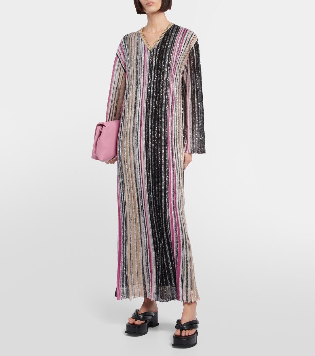 Vestido largo a rayas con lentejuelas | Missoni