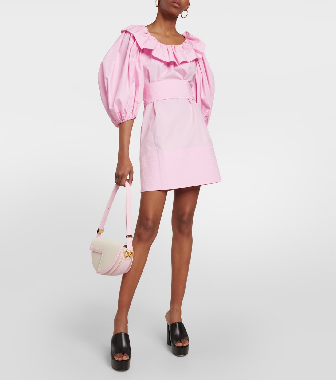 Puff-sleeve cotton minidress | Patou
