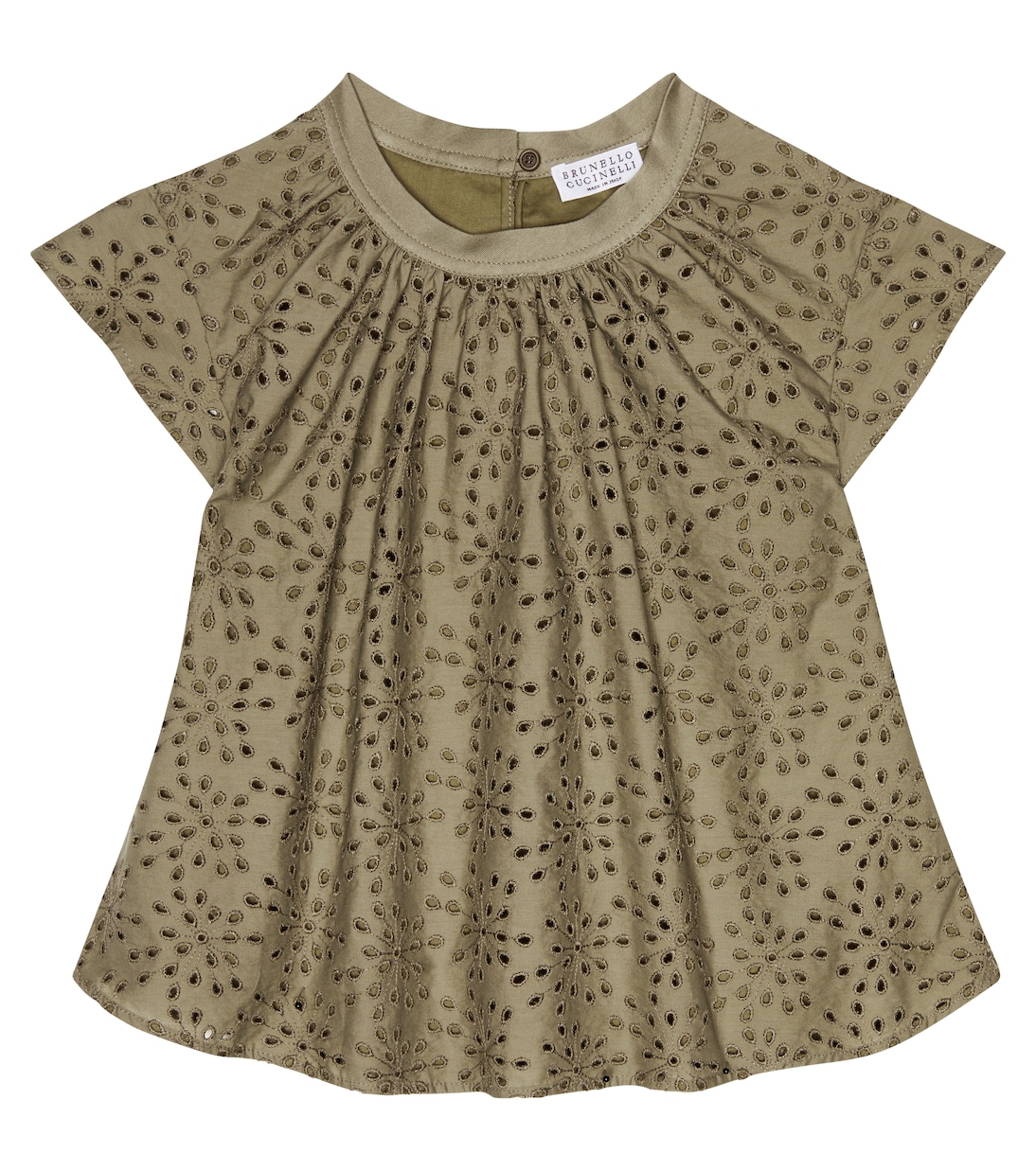 Top en coton mélangé à broderies anglaises | Brunello Cucinelli Kids