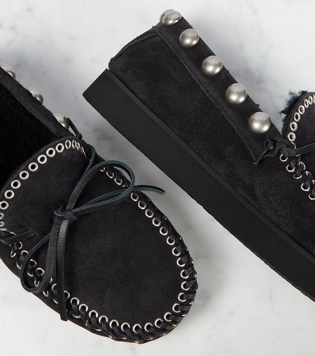 Forley shearling lined suede mocassins in black Isabel Marant Mytheresa