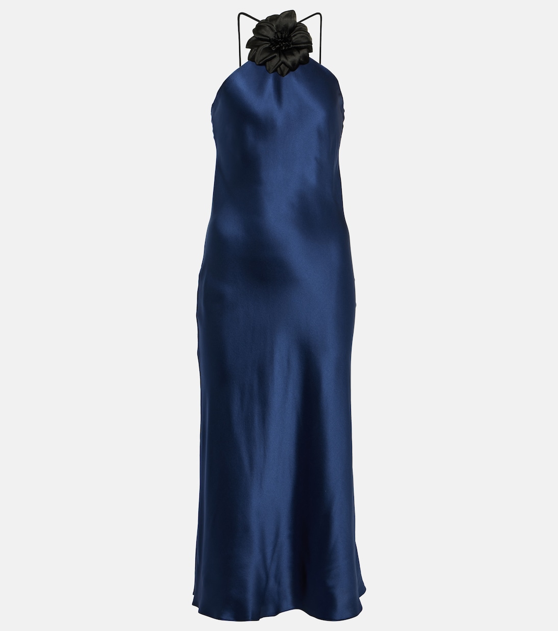 Vestido midi de seda con aplique floral | Rodarte