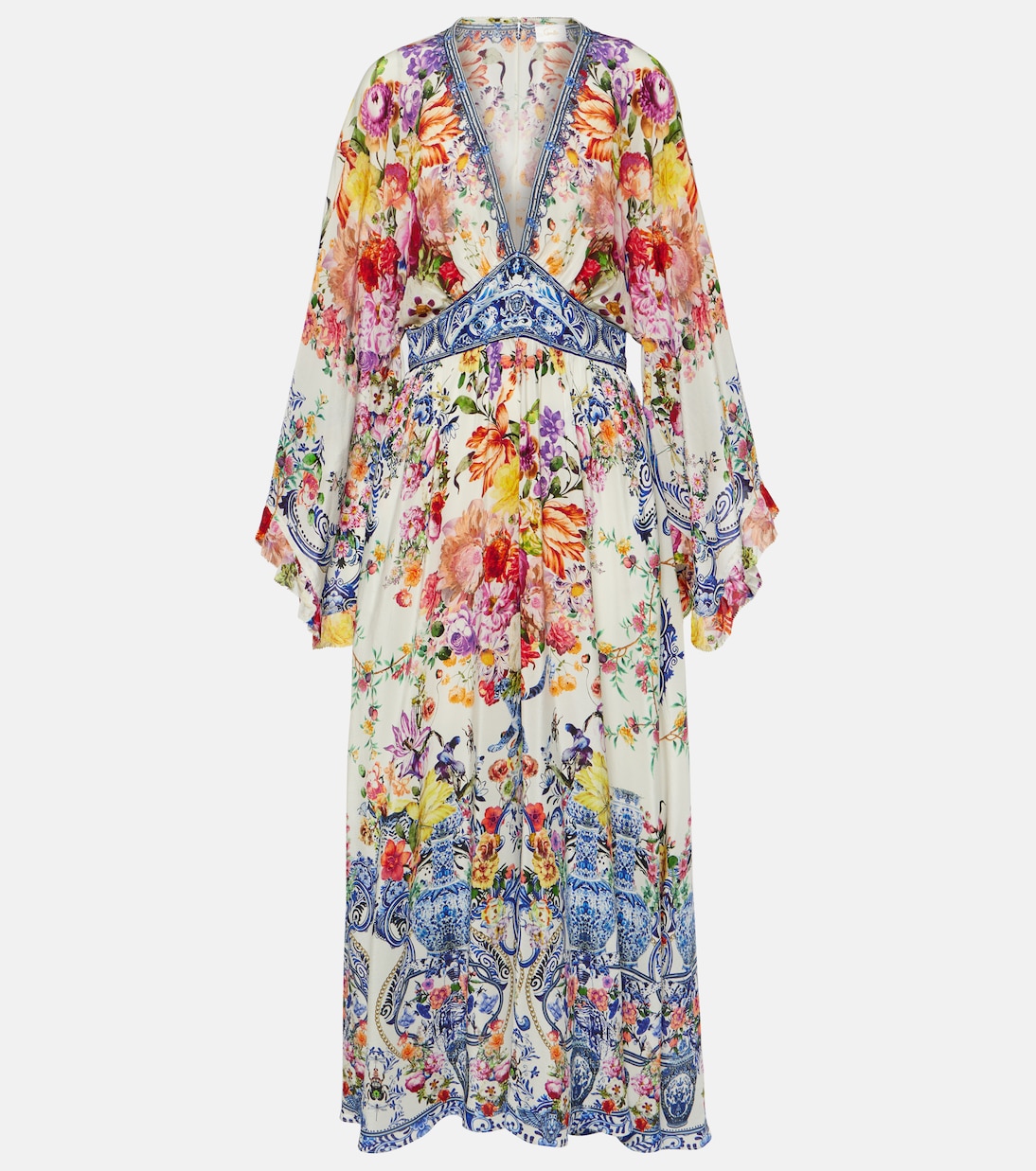 Vestido largo de crepé de seda floral | Camilla
