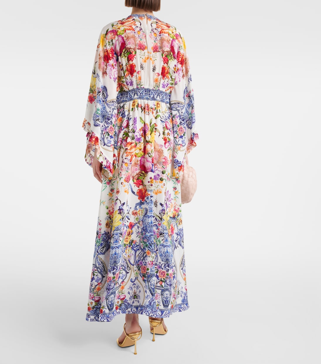 Vestido largo de crepé de seda floral | Camilla