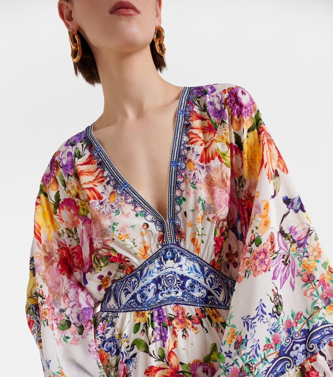 Vestido largo de crepé de seda floral | Camilla