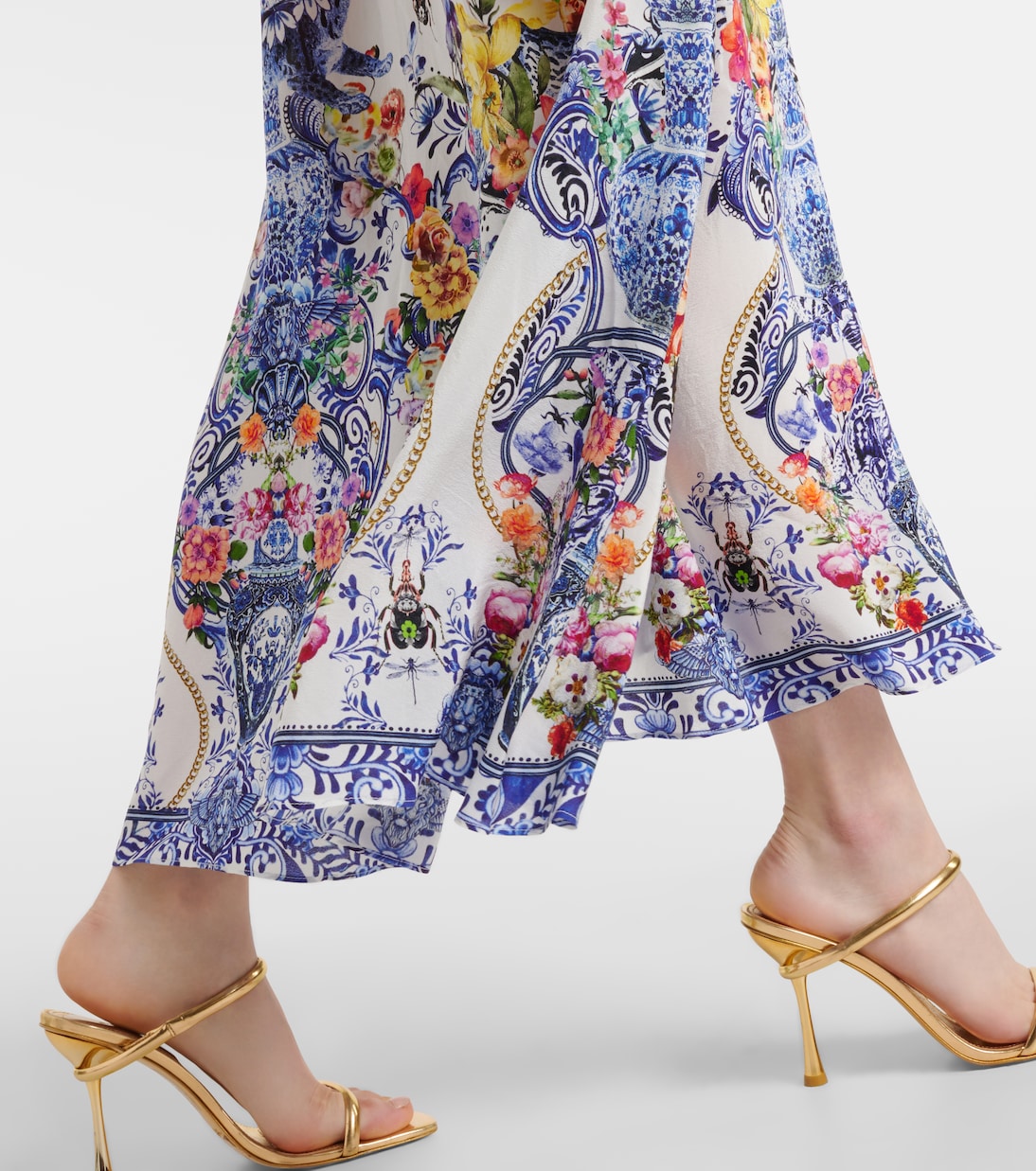 Vestido largo de crepé de seda floral | Camilla