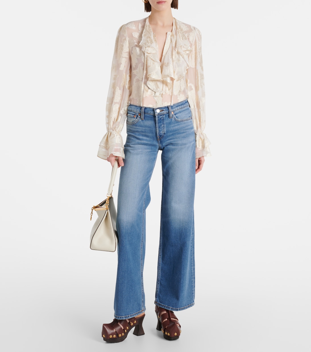 Jeans a gamba larga e vita media | Re/Done