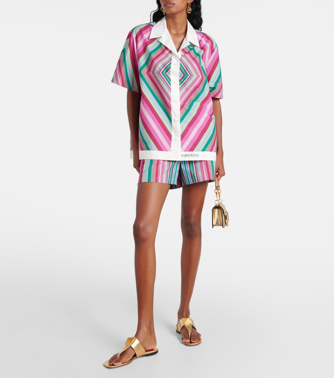 Camisa de popelín de algodón estampada | Valentino