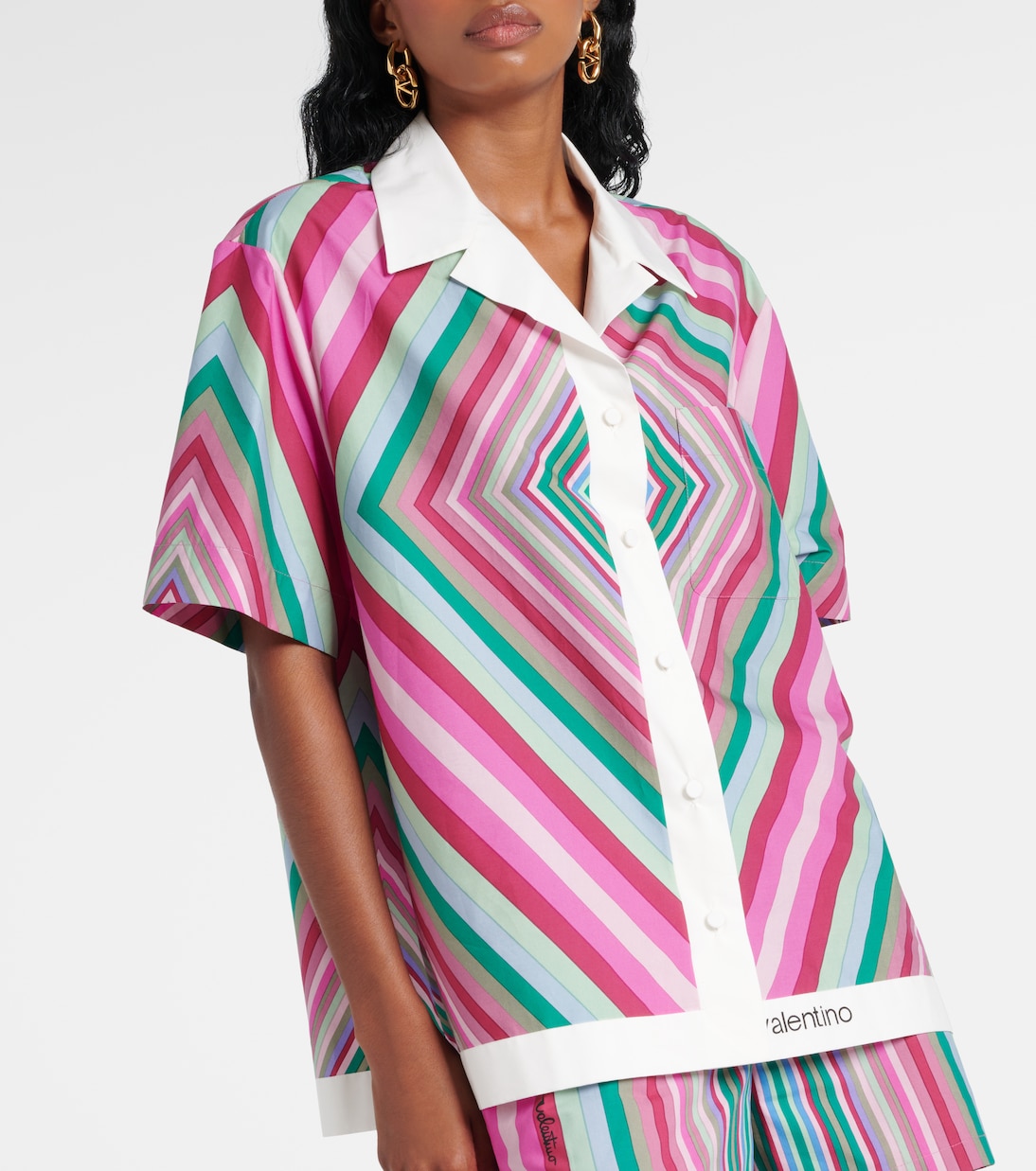Camisa de popelín de algodón estampada | Valentino