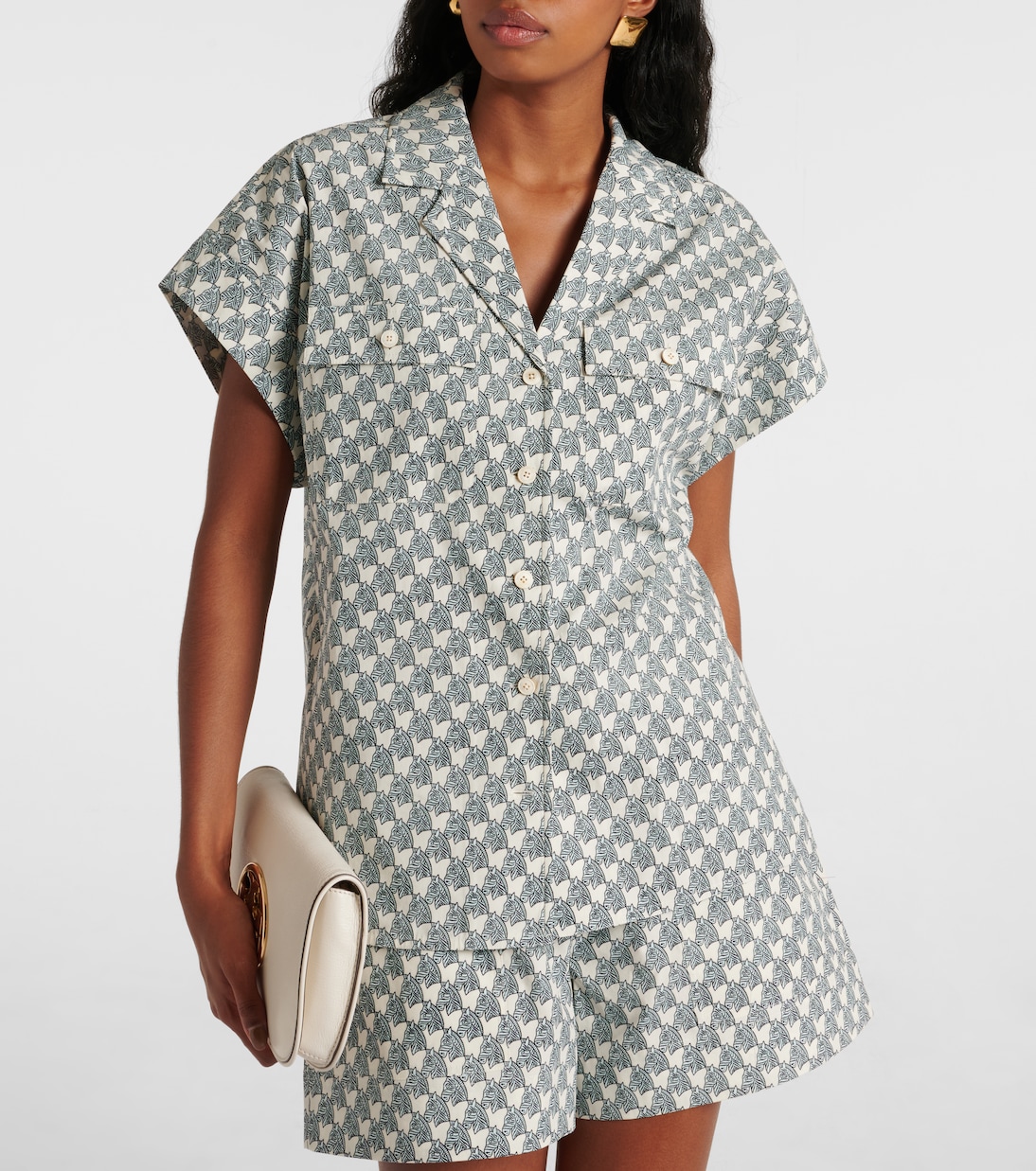 Chemise imprimée en coton mélangé | Tory Burch