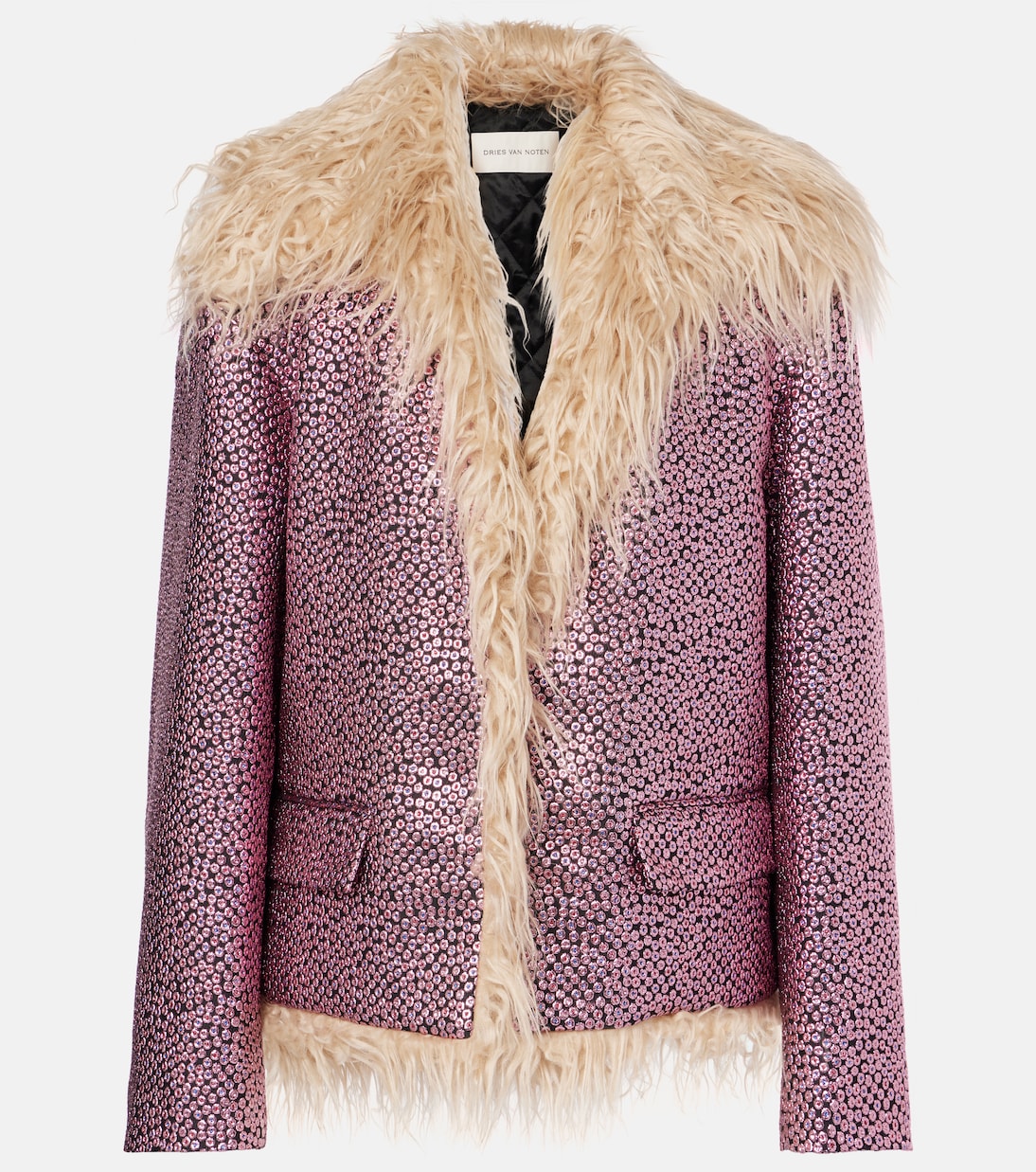 Veste en fourrure synthétique à ornements | Dries Van Noten