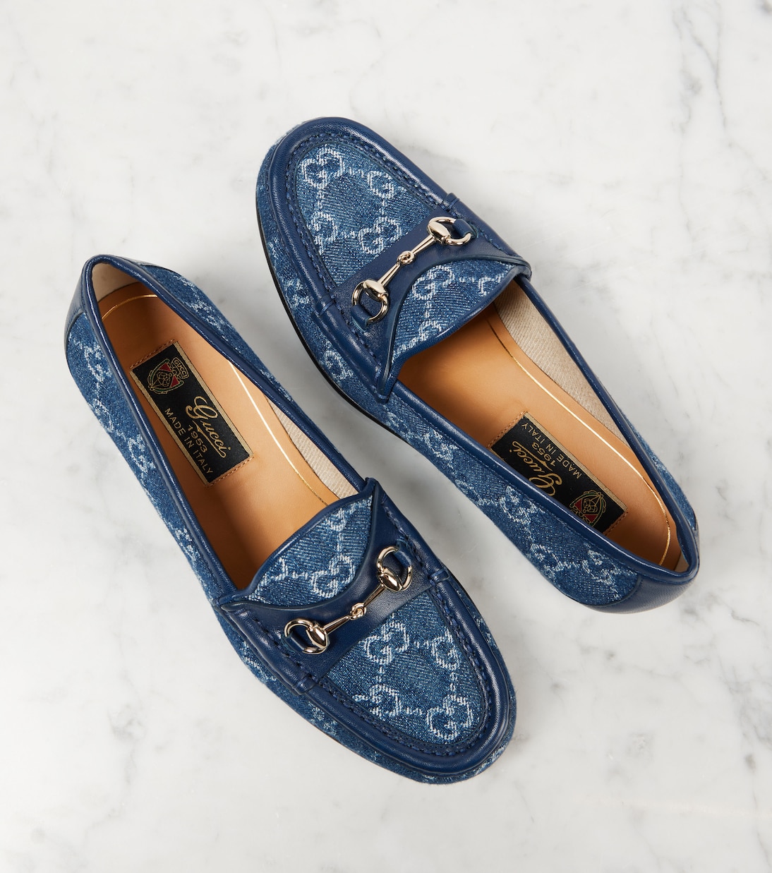 Scarpe mocassino GG in denim con Horsebit 1953 di GUCCI per giovani trendy