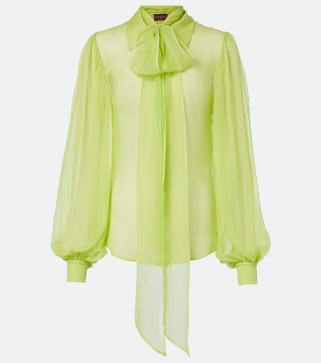 Blusa in chiffon di seta con fiocco | Gucci