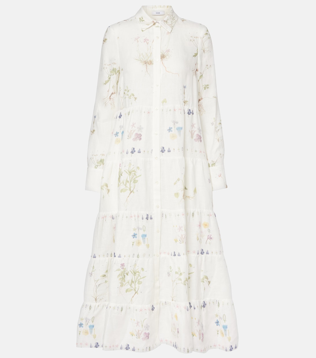 Floral printed tiered linen shirt dress | Erdem