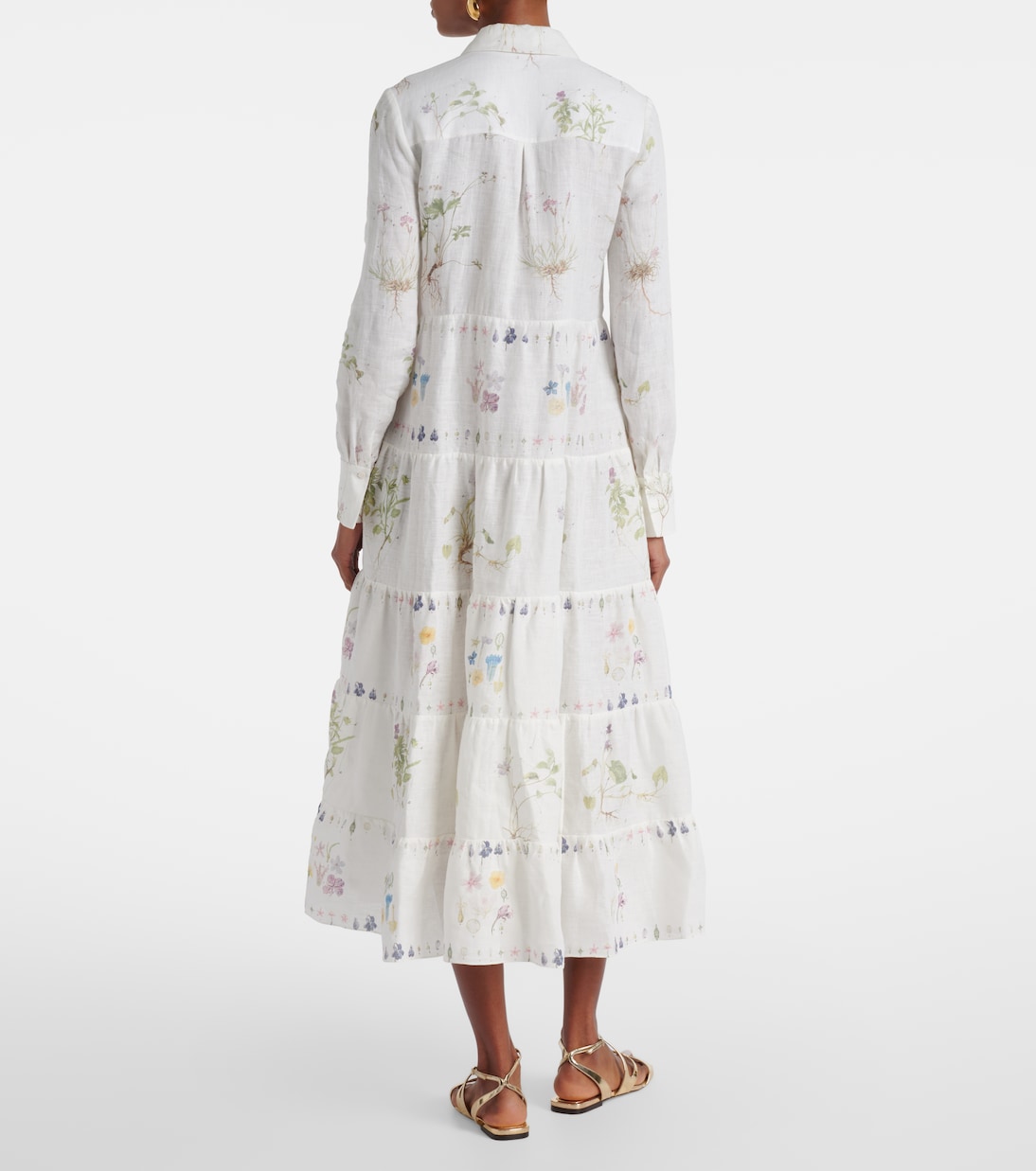 Floral printed tiered linen shirt dress | Erdem