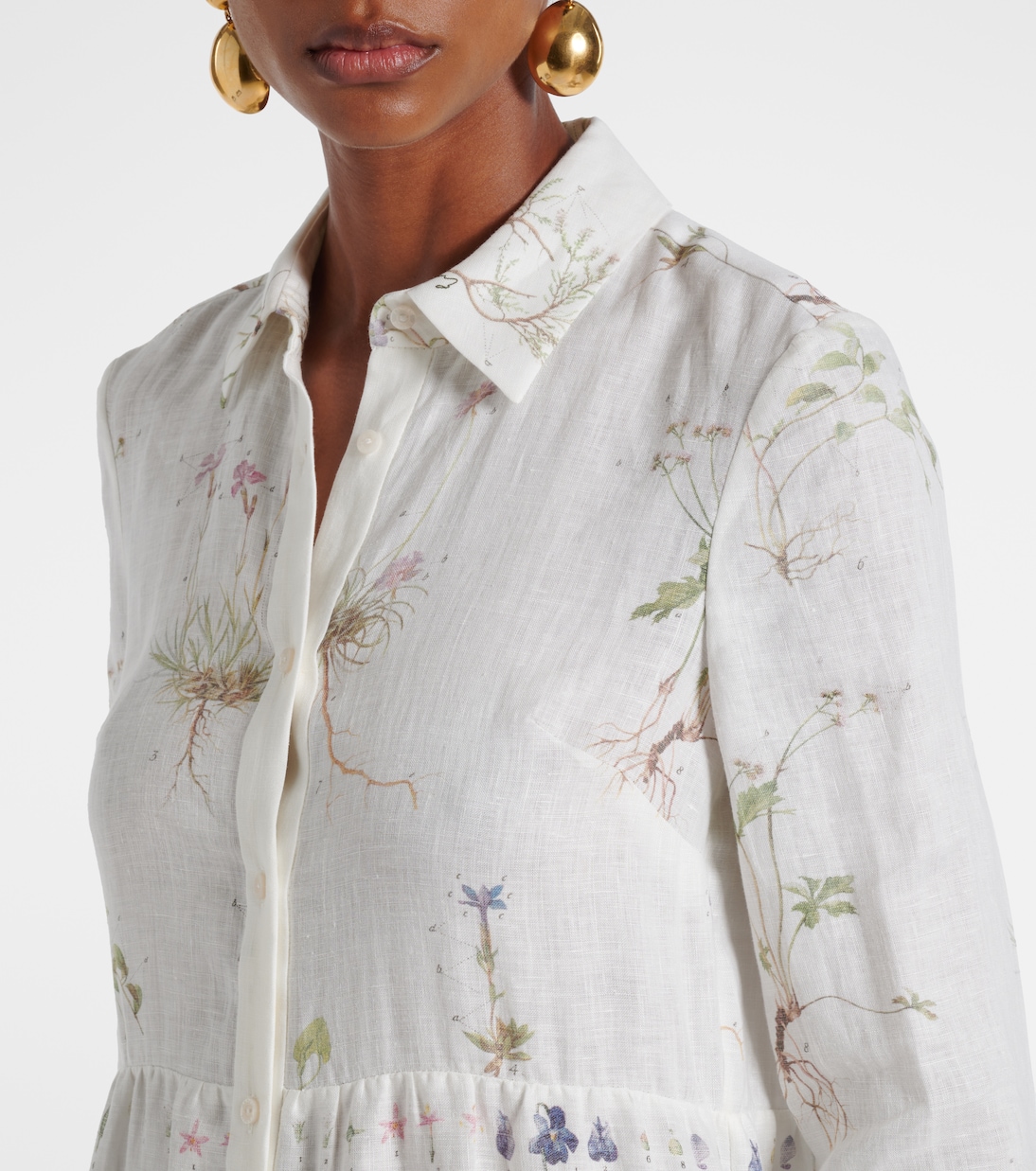 Floral printed tiered linen shirt dress | Erdem