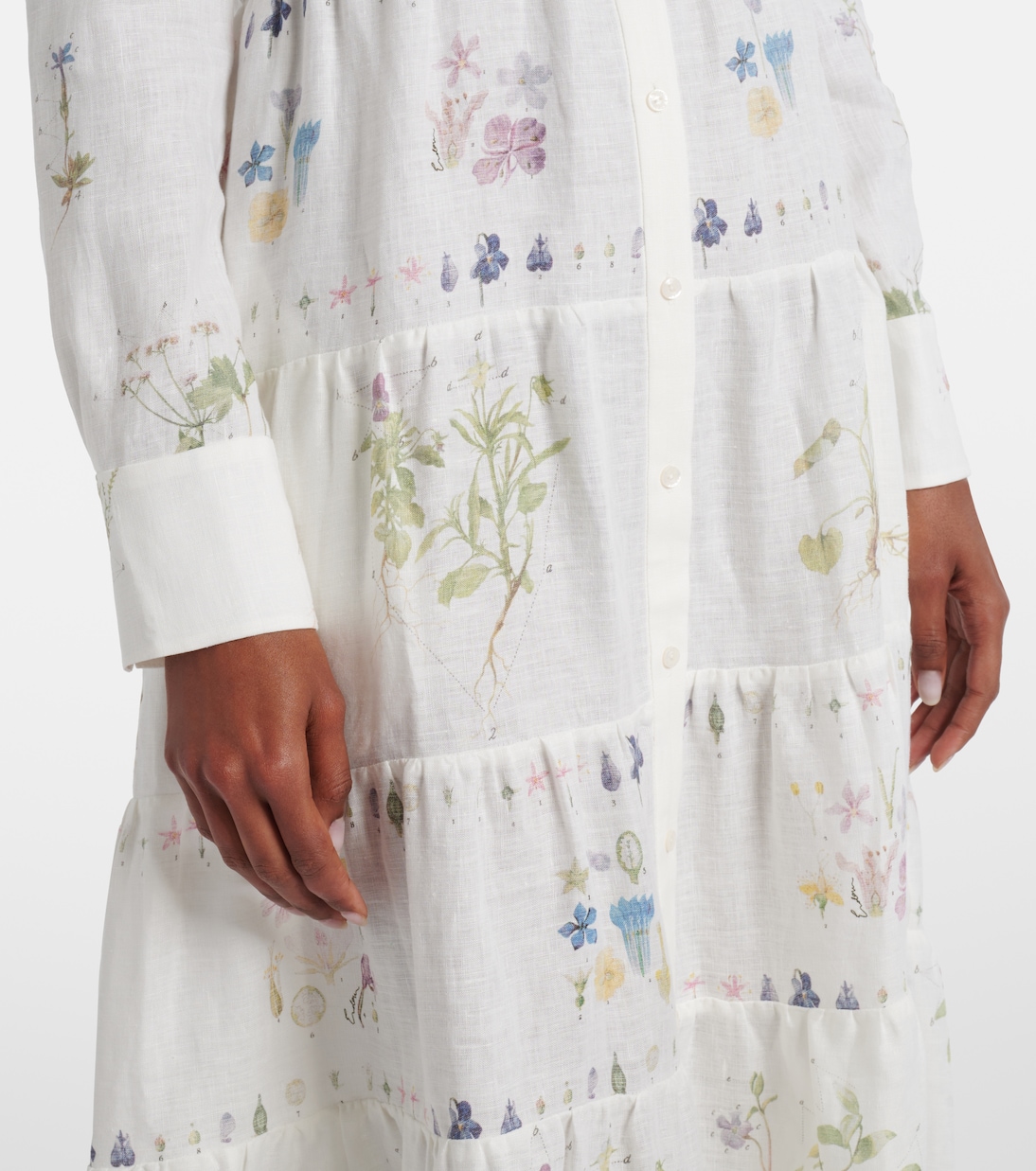 Floral printed tiered linen shirt dress | Erdem