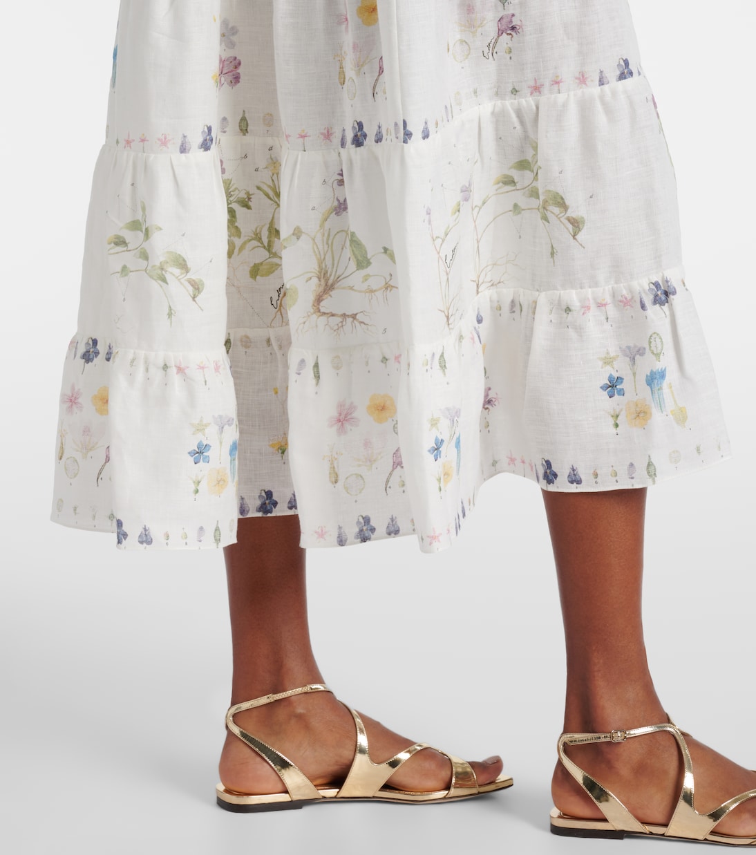 Floral printed tiered linen shirt dress | Erdem