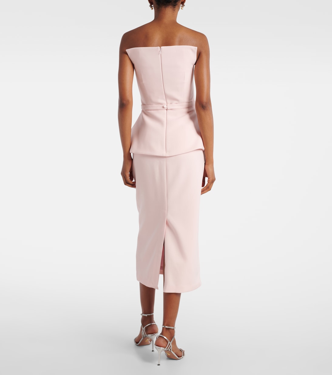 Vestido midi de crepé con cinturón | Safiyaa