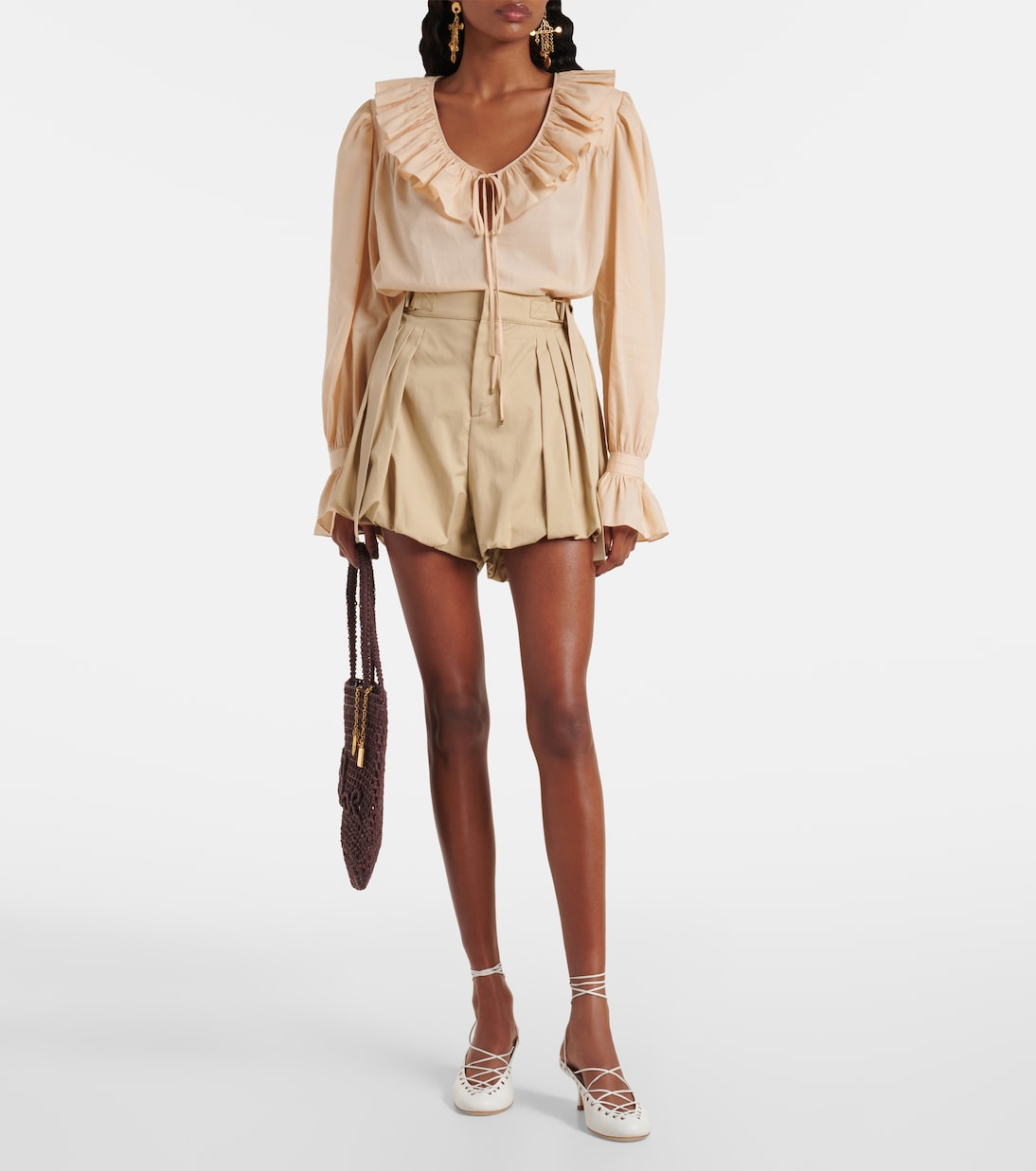Blusa in voile di cotone con volant  | Chloé
