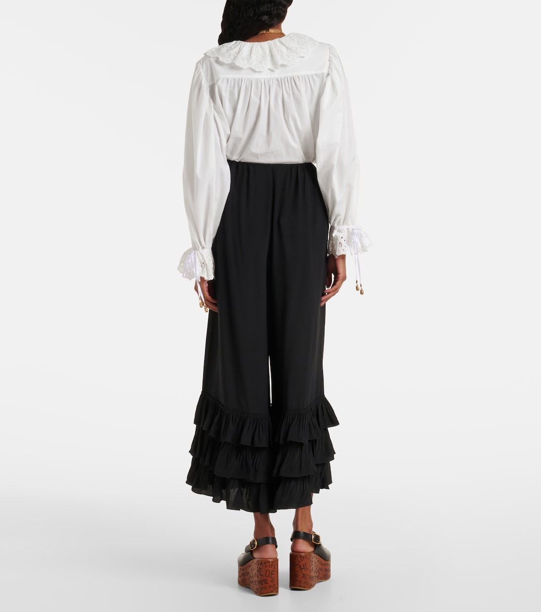 Pantaloni a gamba larga in crêpe de chine | Chloé