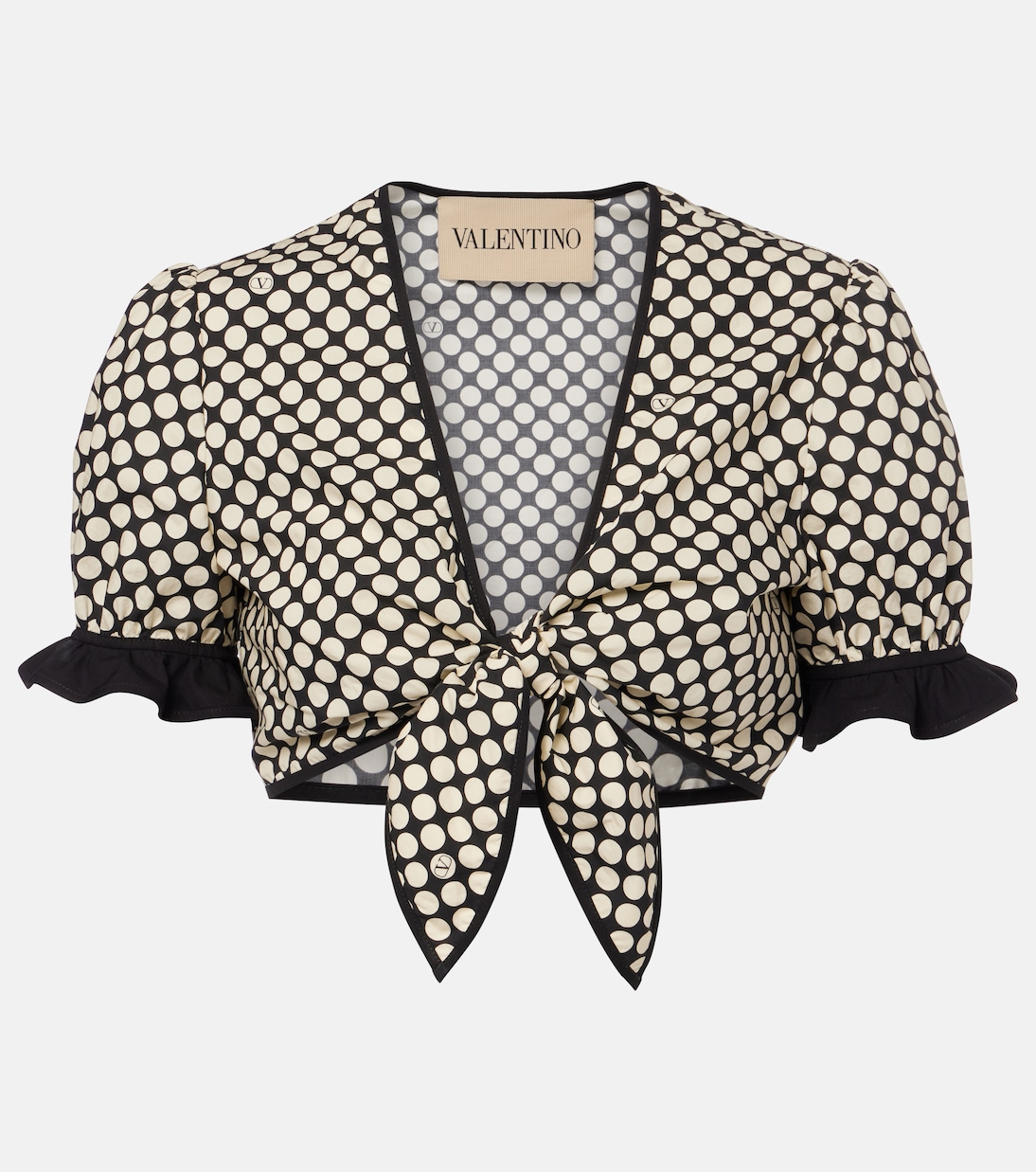 Cropped-Top Plus De Pois aus Baumwollpopeline | Valentino