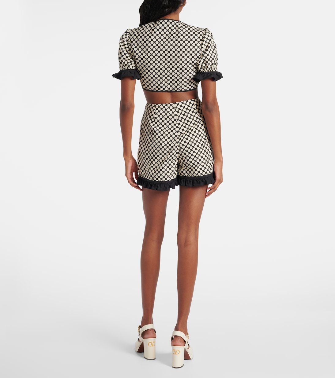 Cropped-Top Plus De Pois aus Baumwollpopeline | Valentino