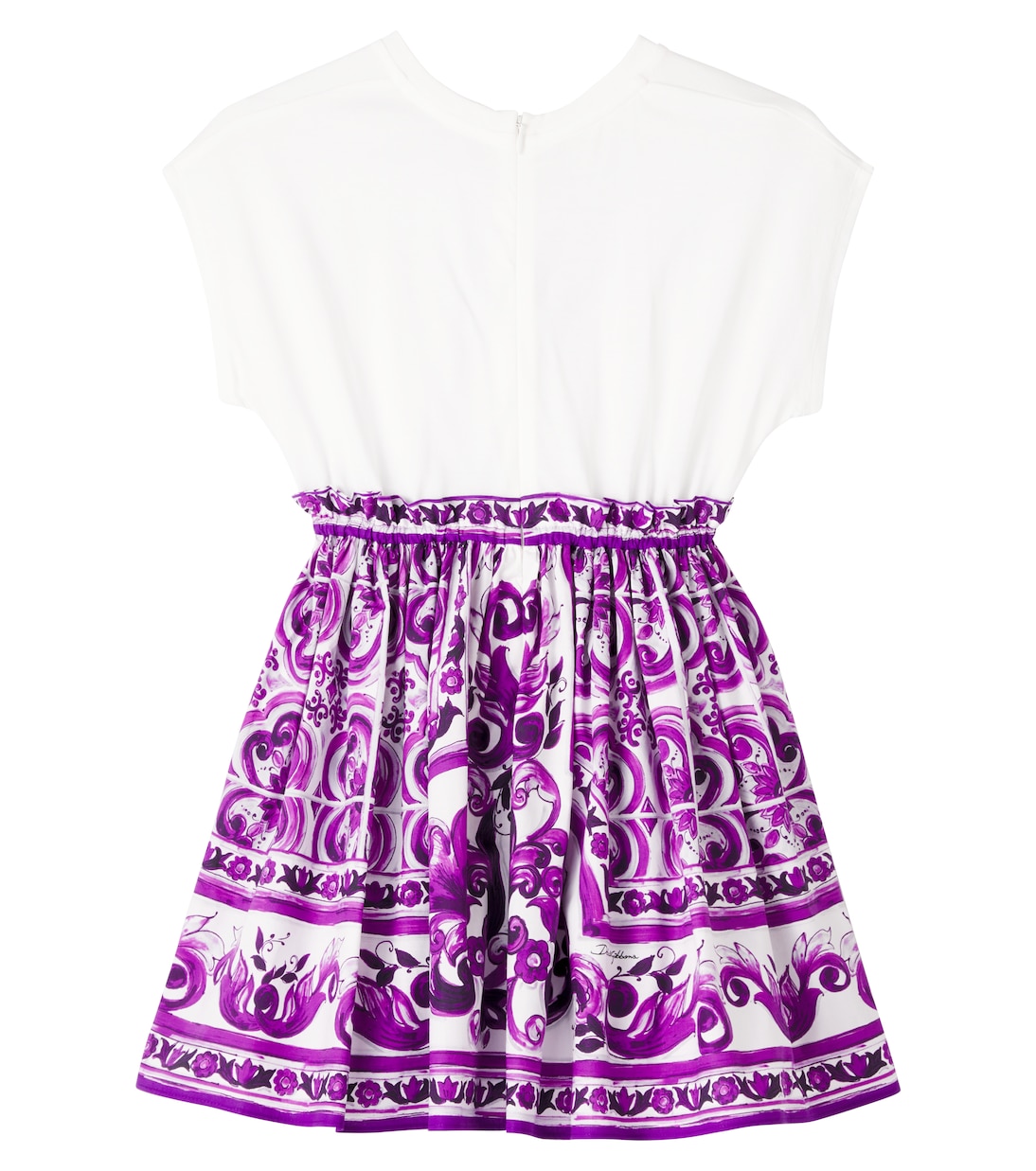 Abito DG Majolica in popeline di cotone | Dolce&Gabbana Kids